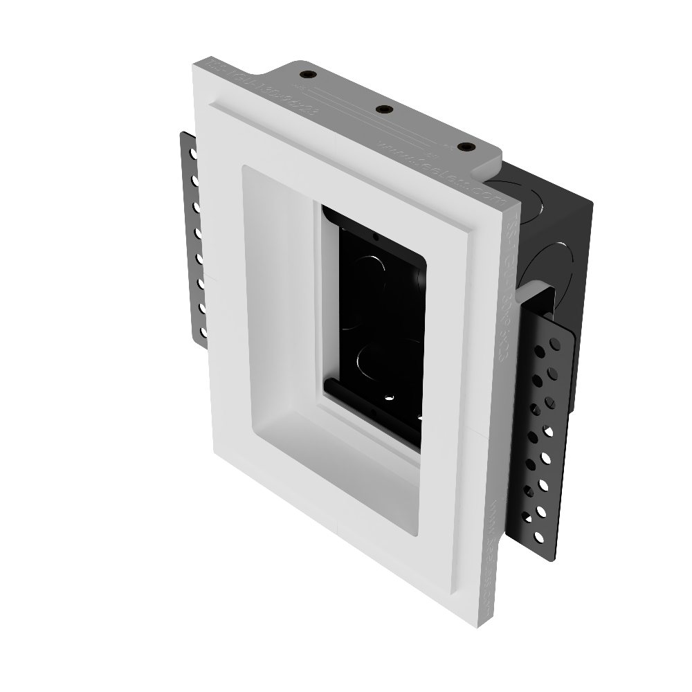Flush-mounted Daikin thermostat platform – seamless Level 5 plaster finish