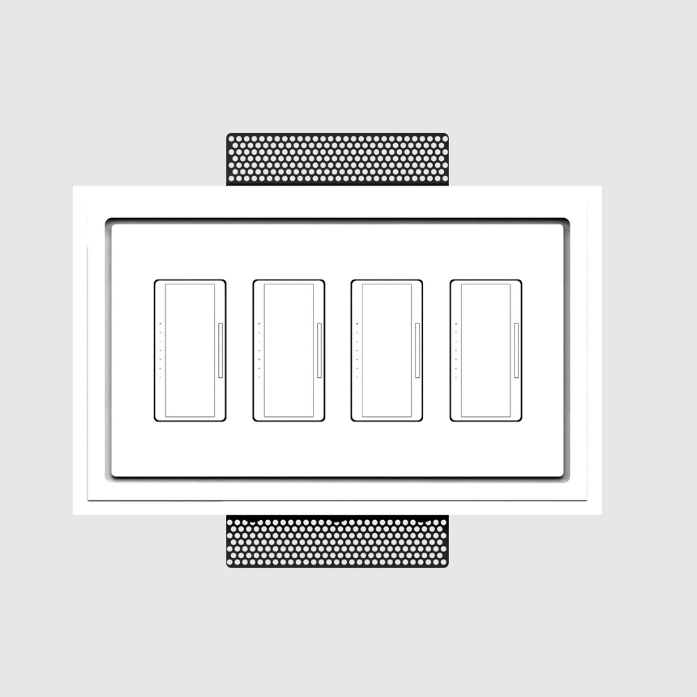 Four-gang designer-style flush mount, model SLD-4G-125 – seamless in-wall installation