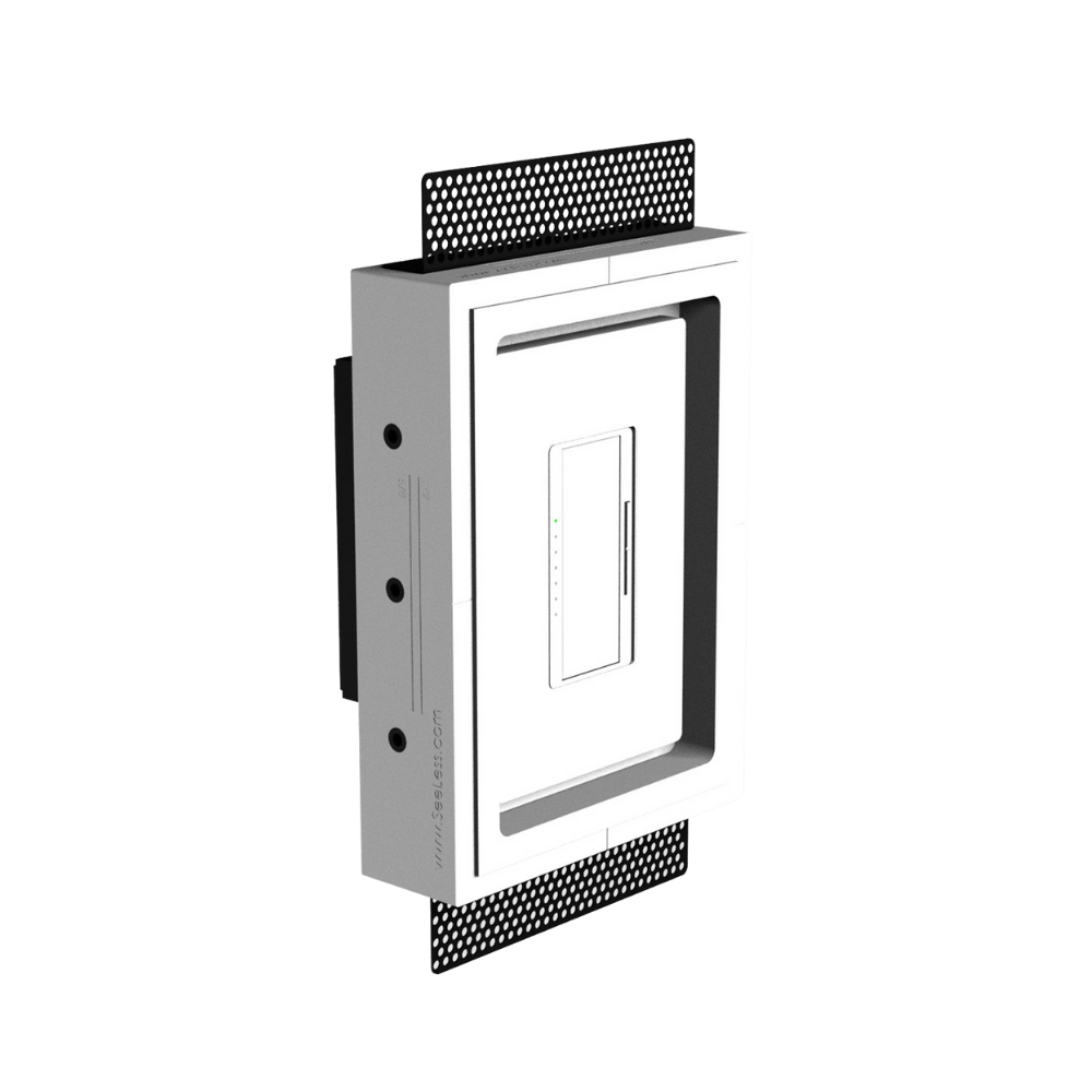 Front view of SeeLess SLD‑1G‑250 in-wall platform with ¼″ reveal