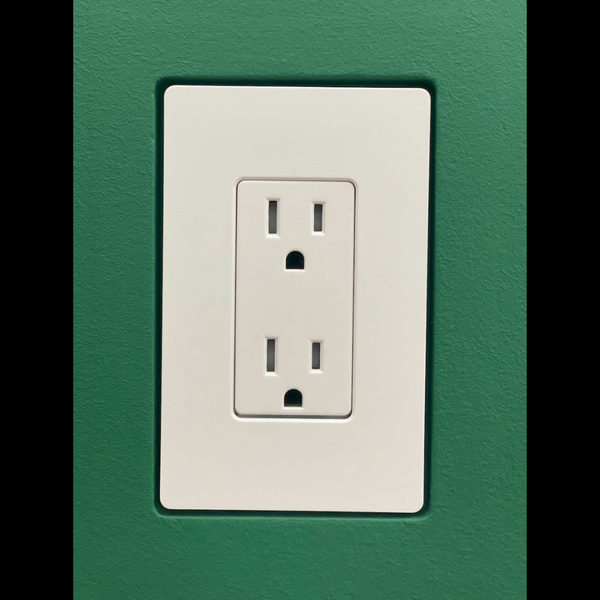 Trimless rounded flush wall mount designed for Carlon mud ring