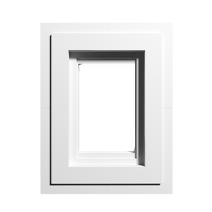 Trimless rounded flush wall mount designed for Carlon mud ring