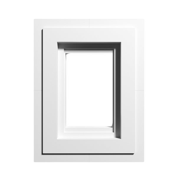 Trimless rounded flush wall mount designed for Carlon mud ring