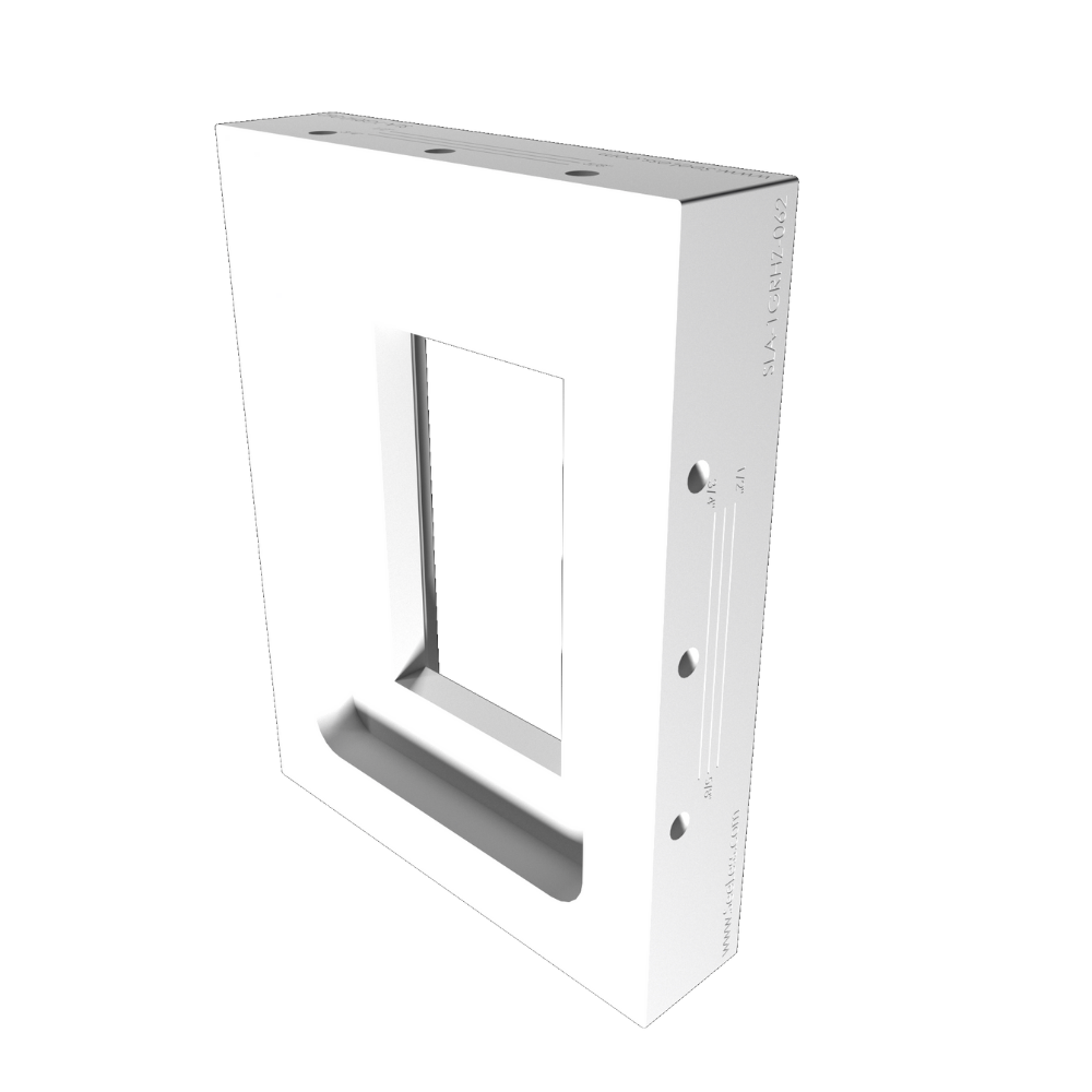 Seamless drywall finish using SLD-1GR-062 rounded one-gang mount