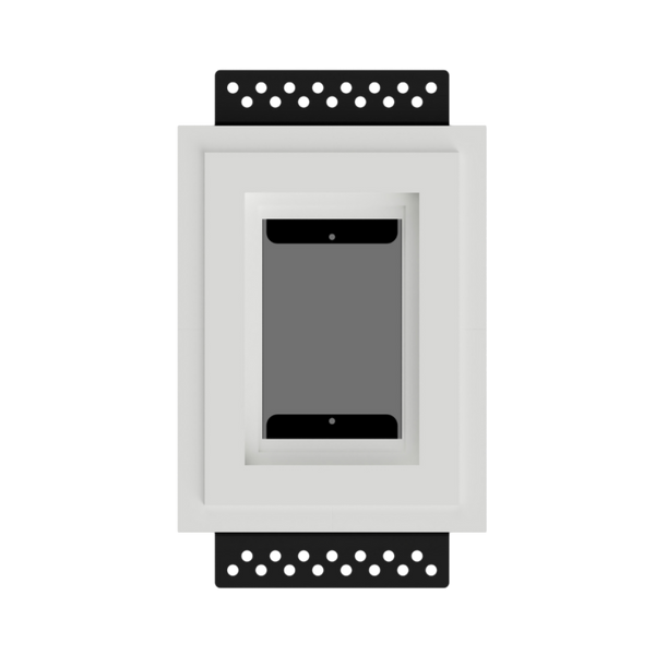 SLD-1GU-062 flush in-wall mount with 1-gang adapter ring in a white drywall wall.