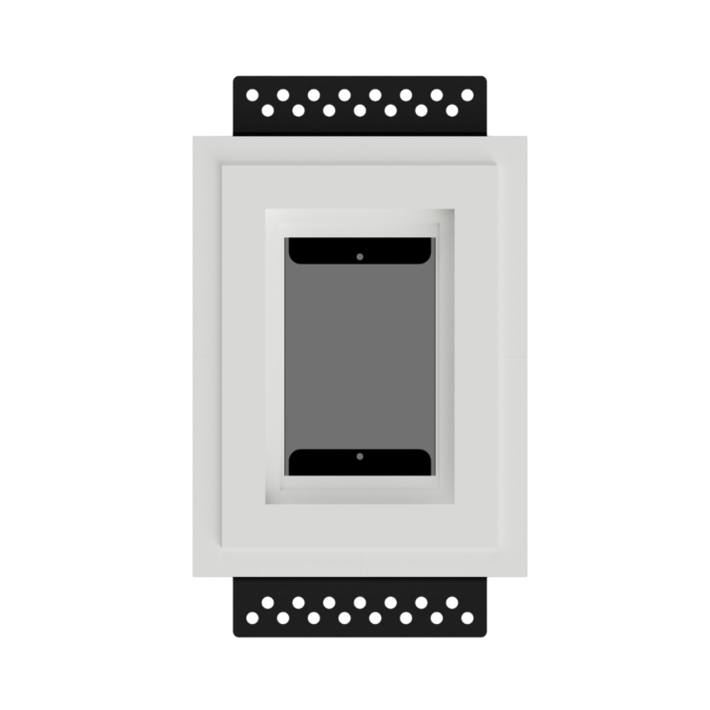 SLD-1GU-062 flush in-wall mount with 1-gang adapter ring in a white drywall wall.