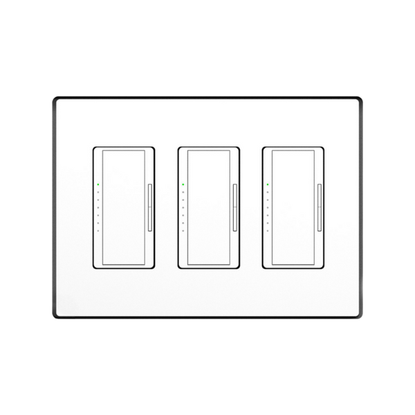 Three-gang designer-style flush mount, model SLD-3G-062 – front view in drywall