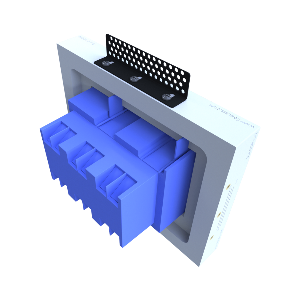 Three-gang designer-style flush mount, model SLD-3GR-062 – angle view, platform
