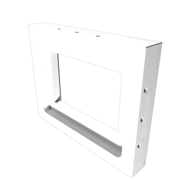 Drywall-flush three-gang mud-in platform, SLD-3GR-062 – close-up of edge detail