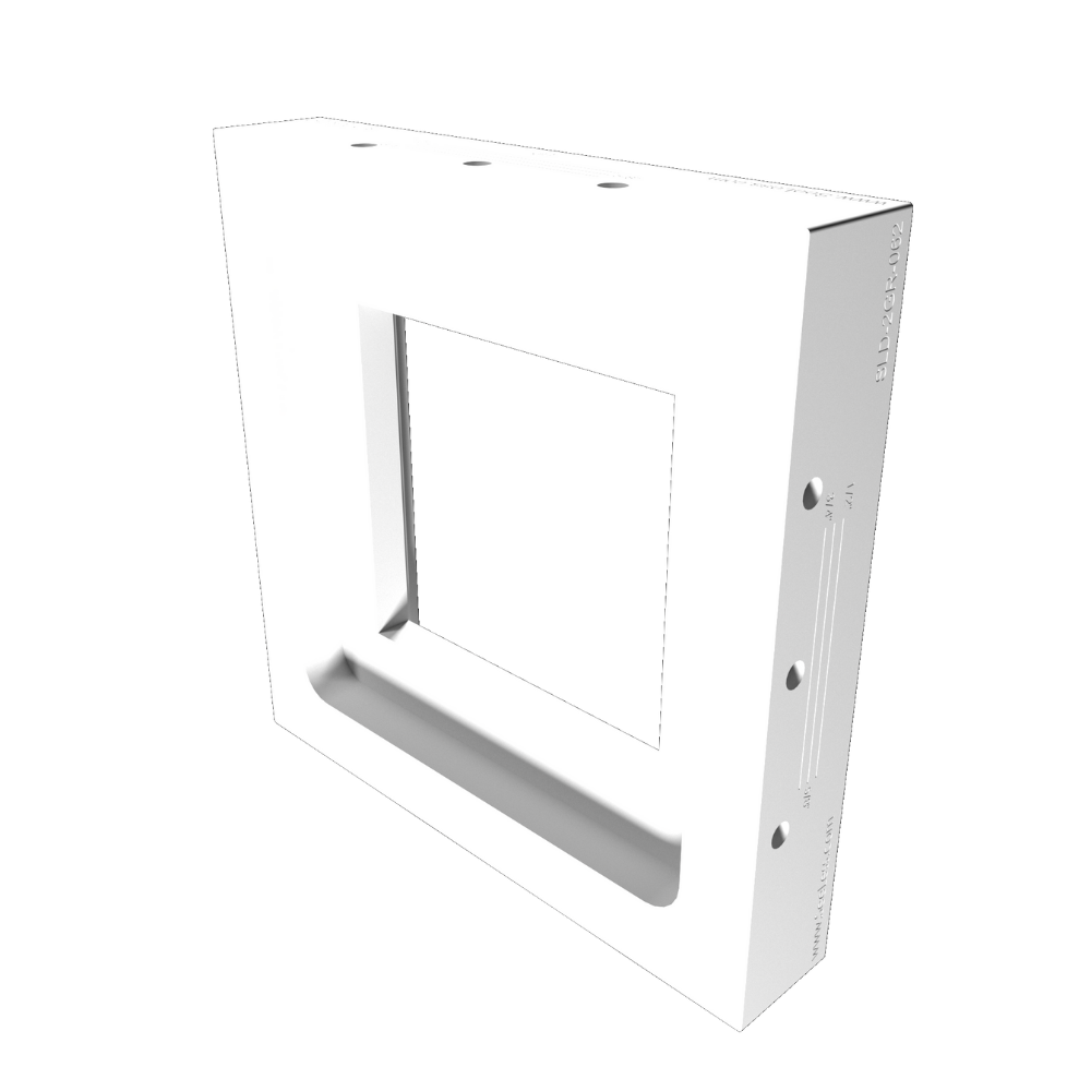 Designer-style two-gang mud-in mount – installed in wall, model SLD-2GR-062