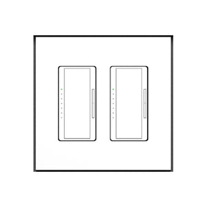 Two gang designer-style flush in-wall mount with dual vertical switch openings