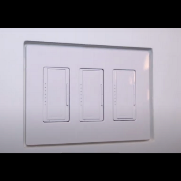 Three-gang designer-style flush mount, model SLD-3G-125 – installed front view in drywall