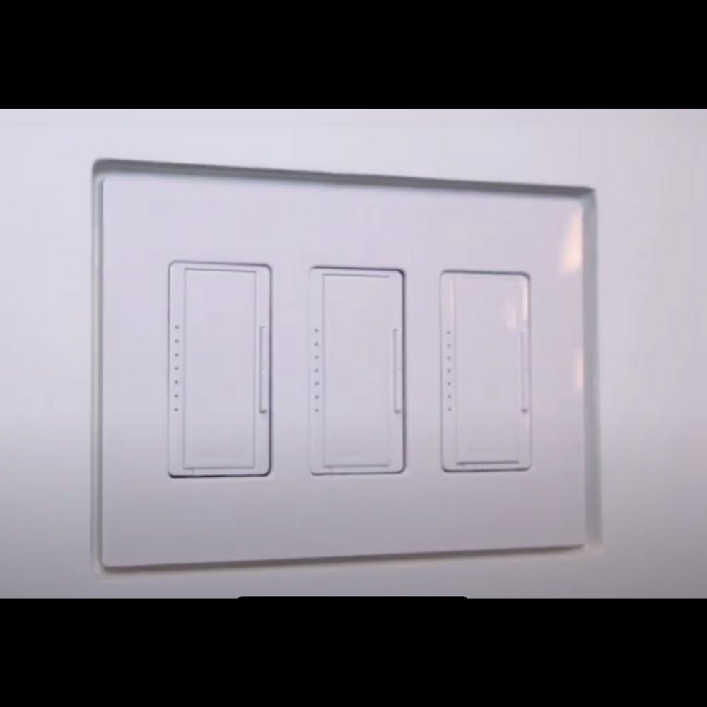 Three-gang designer-style flush mount, model SLD-3G-125 – installed front view in drywall