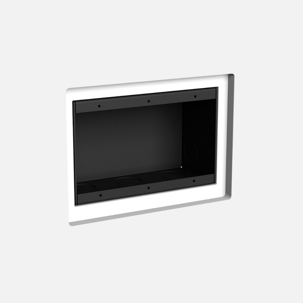 Designer-style three-gang mount, model SLD-3G-125 – pre-finish stage in plaster wall