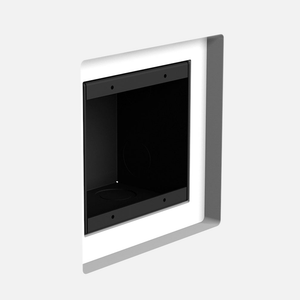 Designer-style flush mount platform for two-gang layout, SLD-2G-125 – raw install view
