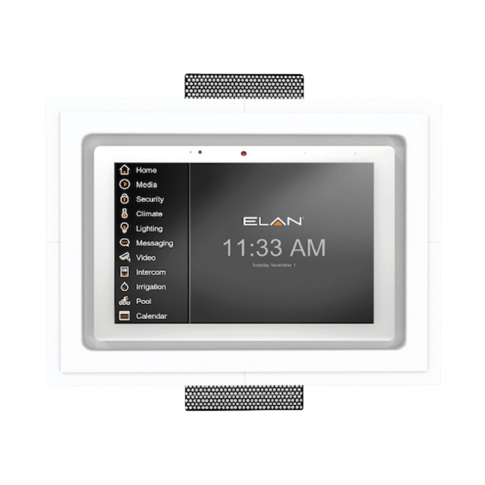 ELAN 8″ device installed with SLS‑TPS8E‑062—clean 1/16″ reveal and Wi‑Fi friendly green materials. 