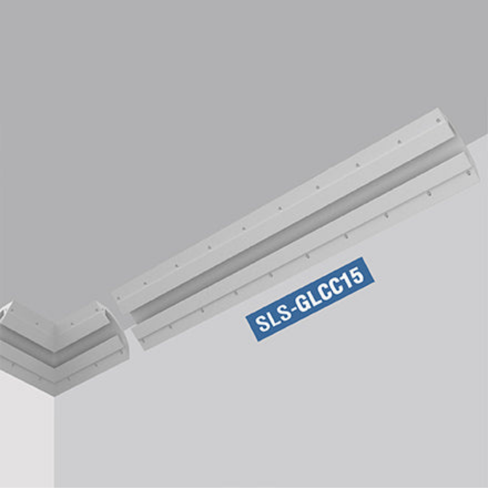 Front view of SLS-GLCC15 Gypsum Lighting Crown Cove with flush in-wall mount for modern ceilings