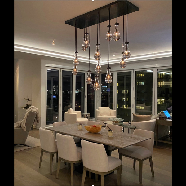 Installed SLS-GLCC15 Gypsum Lighting Crown Cove in a contemporary living room ceiling