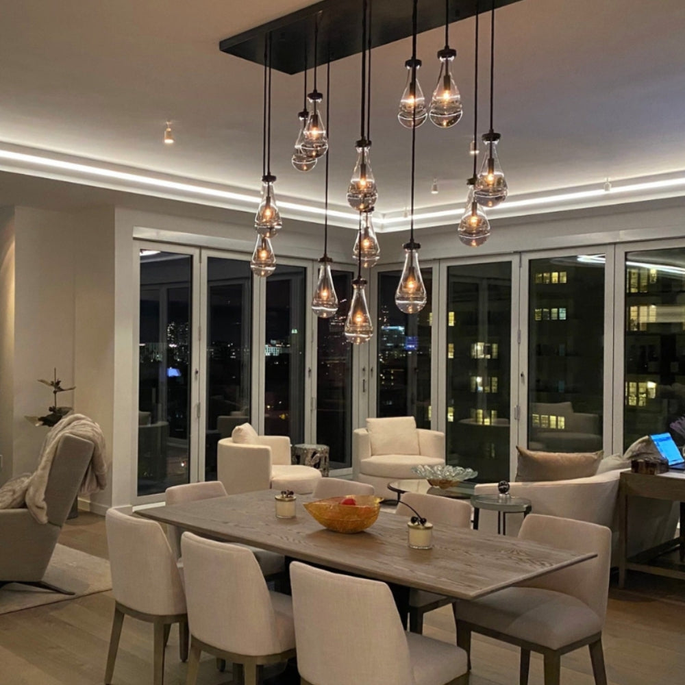 Installed SLS-GLCC15 Gypsum Lighting Crown Cove in a contemporary living room ceiling