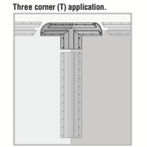 Application of GLCC15-TRC Crown Cove three-way corner piece with flush in-wall mount design