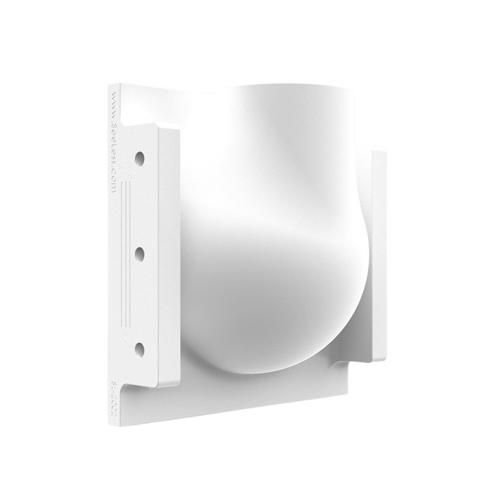 Angled back view of  paintable round step light plaster frame
