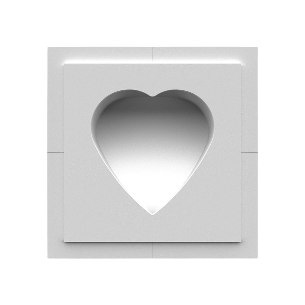 Heart-shaped flush in-wall step light mounting platform – front view