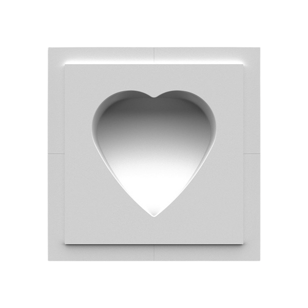 Heart-shaped flush in-wall step light mounting platform – front view