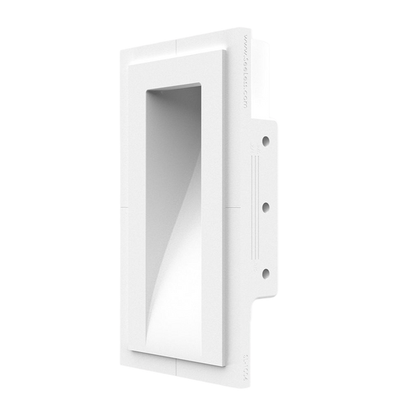 Side profile of SeeLess step light mount showing platform depth and drywall bracket adjustability