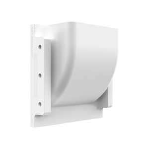 Angled back view highlighting paintable square step light plaster frame.