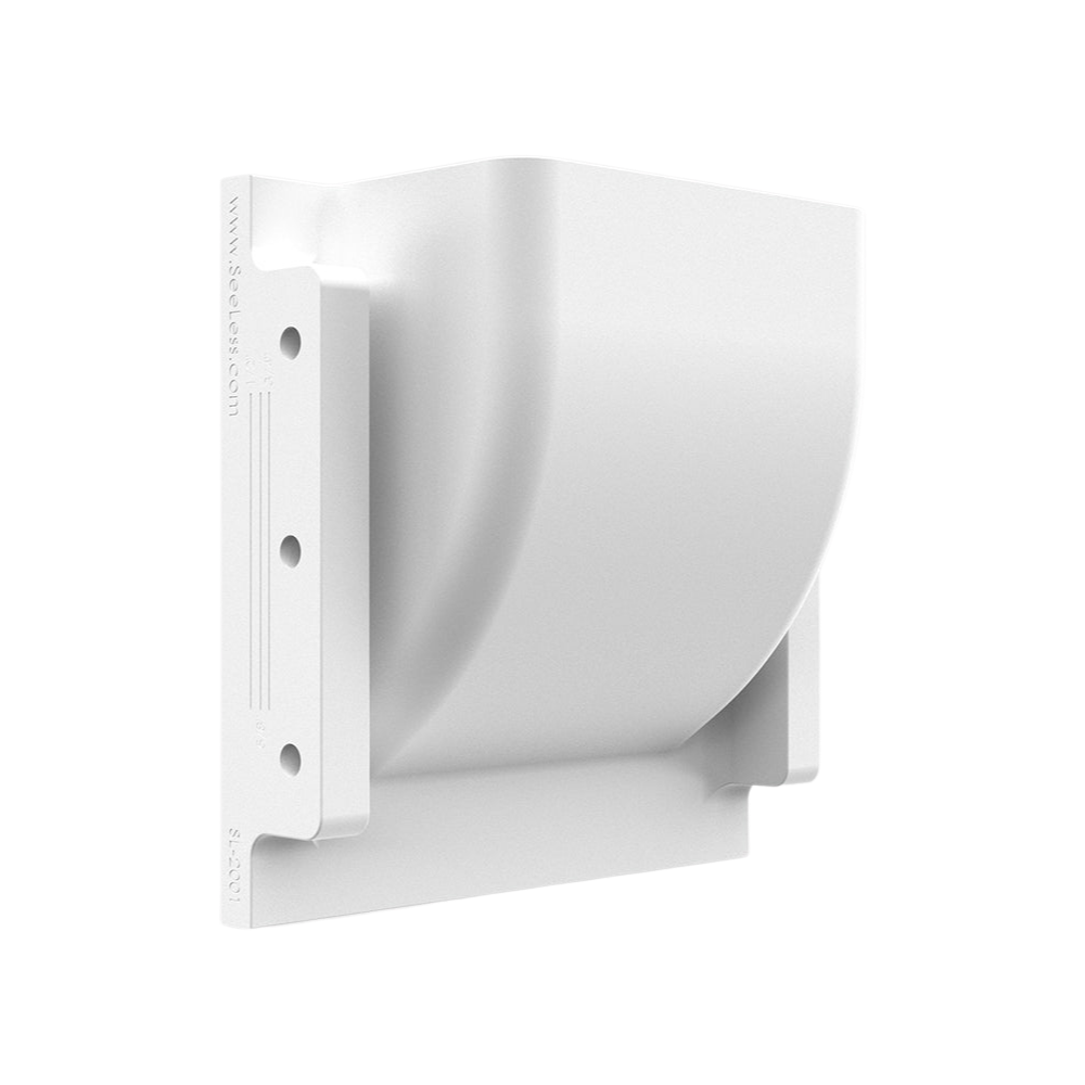 Angled back view highlighting paintable square step light plaster frame.