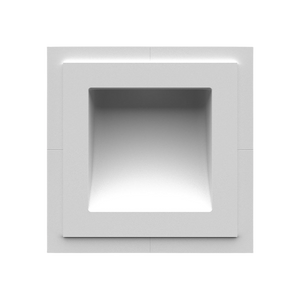 Front view of SeeLess square in-wall plaster mounting platform with 2.5-inch opening