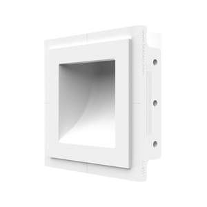 Side profile of trimless square step light flush mount showing seamless drywall integration.