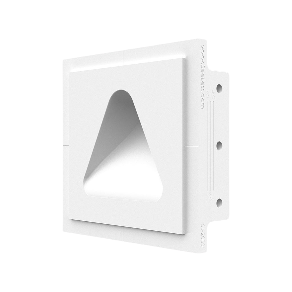 Angled view of bell-shaped SeeLess wall light fixture 