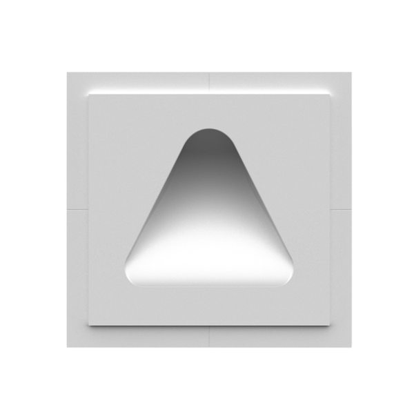 Front view of SeeLess bell-shaped in-wall plaster mounting platform 