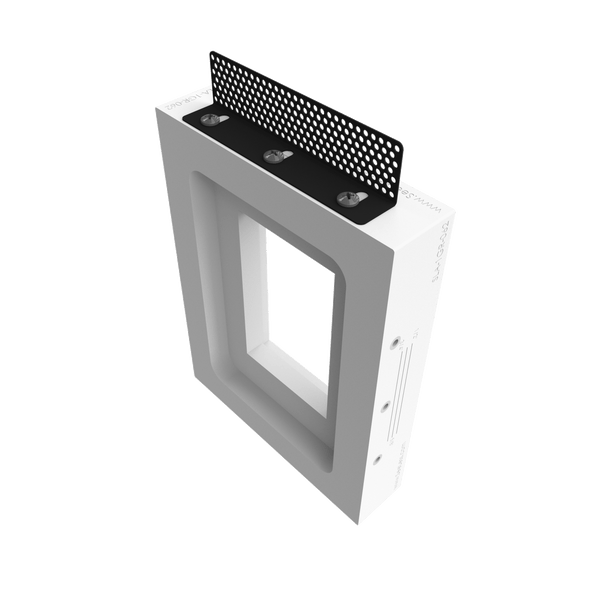 SLA-1GR-062 one gang architectural mount, compatible with Carlon box, front angle view.