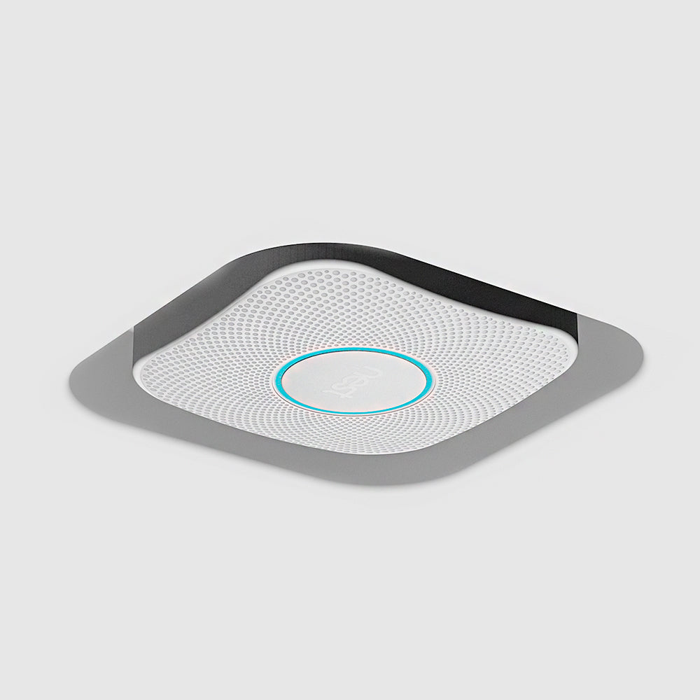 Seamless ceiling or wall installation platform for square smoke and sensor devices