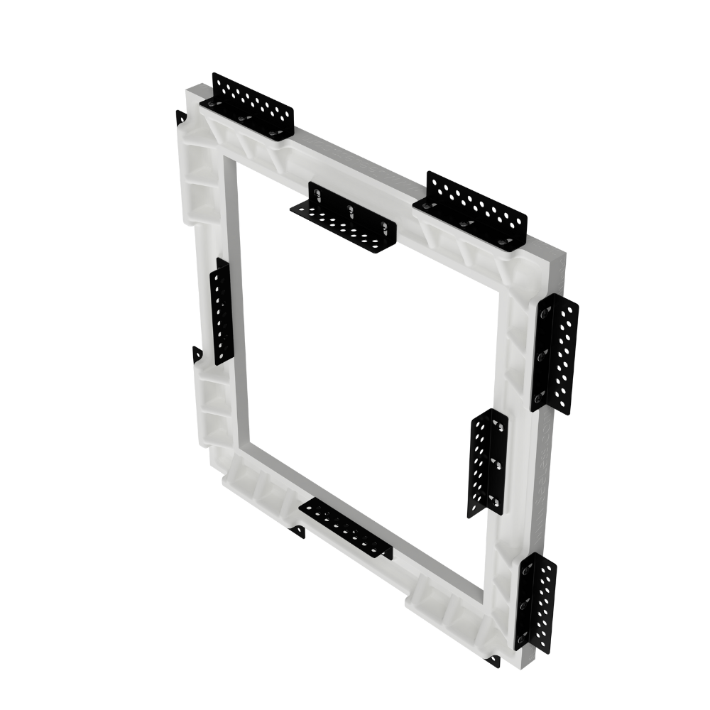 Backside profile of SeeLess gypsum flush mount showing low-profile depth and seamless integration without an installed device
