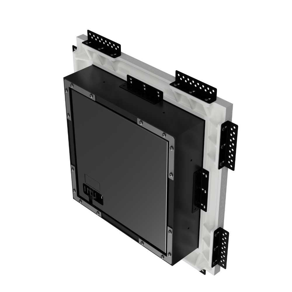 Backside profile of SeeLess gypsum flush mount showing low-profile depth and seamless integration