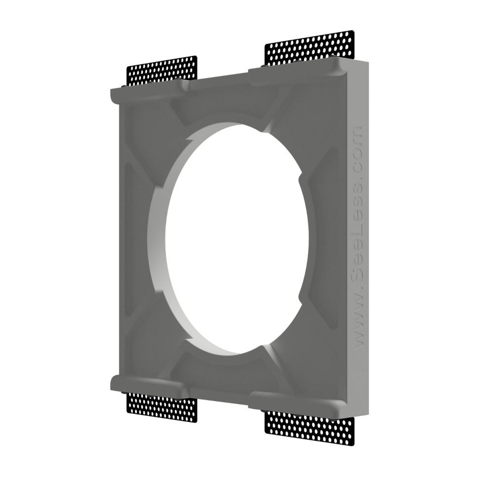Back angle render of SL-SICS6R-062 plaster platform, showing hardware and bracket configuration for installation