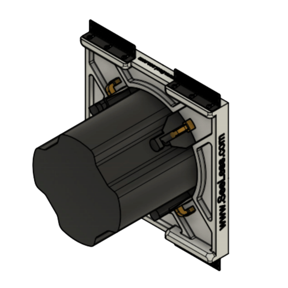 Back view of SeeLess prototype for Theory IC6 SeeLess flush mount, highlighting its low-profile gypsum construction