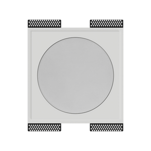front render of SL-SICS6R-062 round flush mount with no device installed, highlighting smooth recessed gypsum surface
