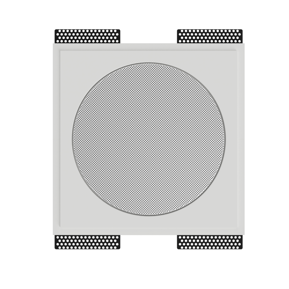 Front render of SL-SICS6R-062 round speaker mount with integrated Theory IC6, showing tight reveal