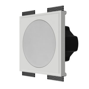 Another left-angled render of SL-SICS6R-062 showing Theory IC6 speaker installed in flush gypsum mount