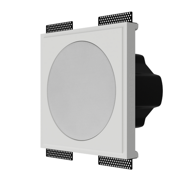 Another left-angled render of SL-SICS6R-062 showing Theory IC6 speaker installed in flush gypsum mount