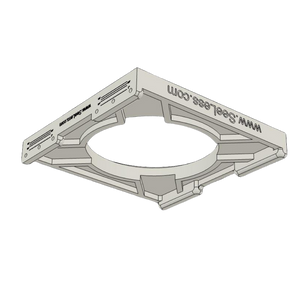 Side profile of SeeLess prototype mount SL-SICS6S-062 for Theory IC6, highlighting its low-profile gypsum construction