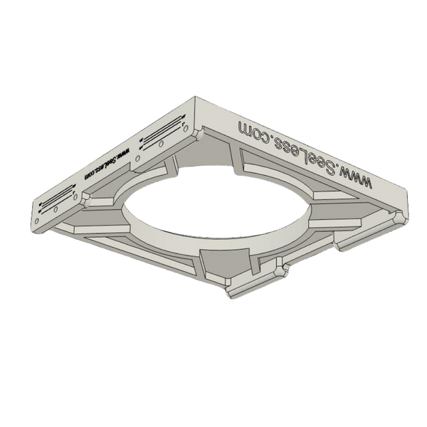Side profile of SeeLess prototype mount SL-SICS6S-062 for Theory IC6, highlighting its low-profile gypsum construction