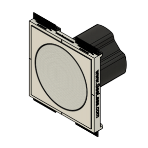 Side view of SL-SICS6R-062 mount with Theory IC6 speaker, featuring seamless 1/16" reveal in prototype