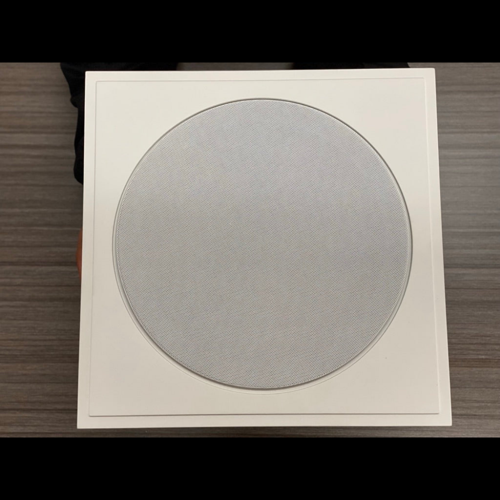 Top view of installed grill of SL-SICS6S-062 mount with Theory IC6 speaker, featuring seamless 1/16&quot; reveal