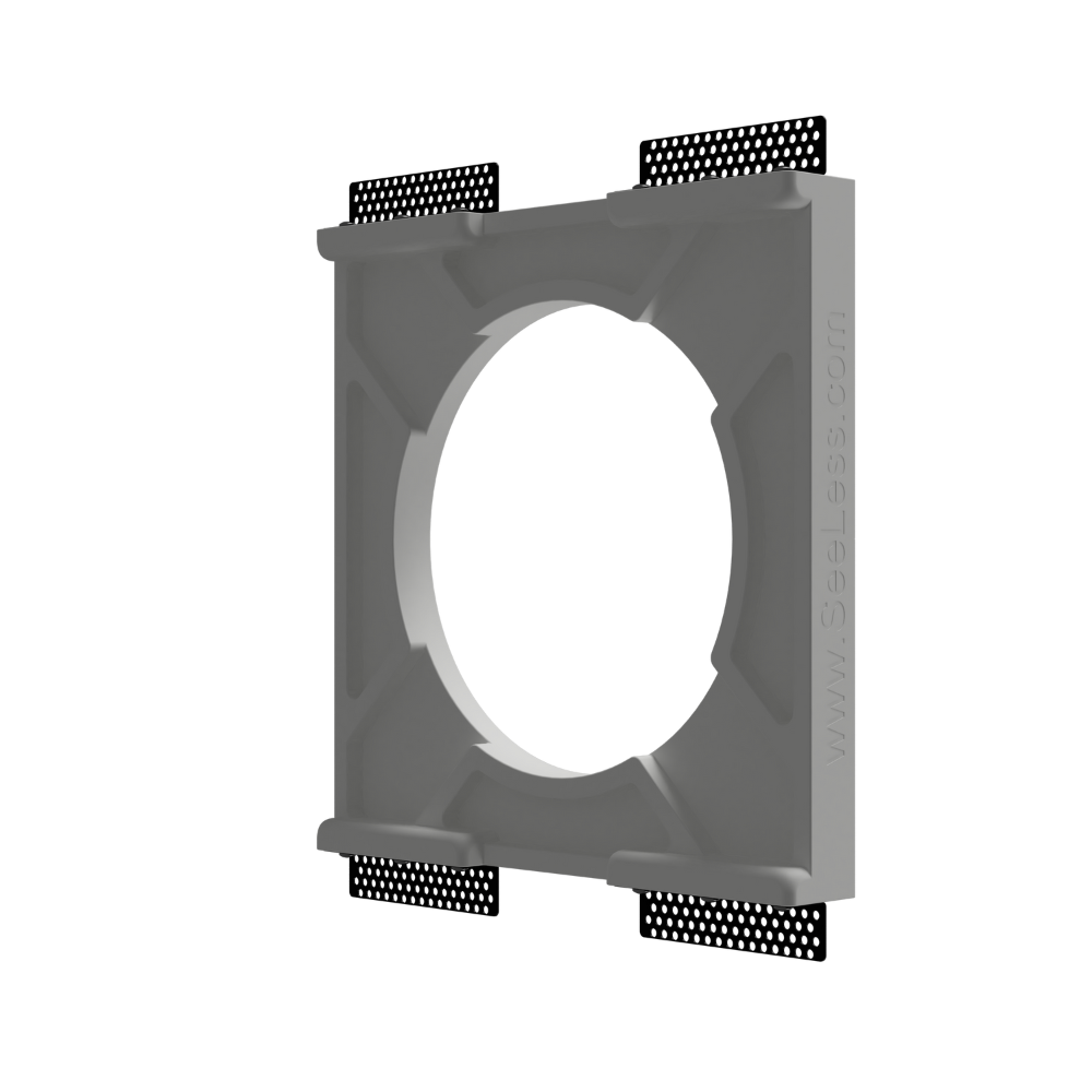 Back angle of SL-SICS6S-062 plaster mounting platform with square cavity, speaker not yet installed