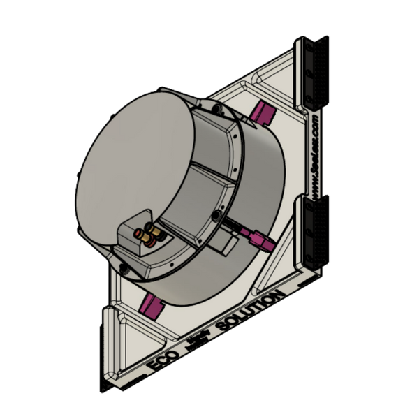 Back prototype view of SL-SICS6S-062 mount showing bracket system for Theory IC6 speaker flush integration