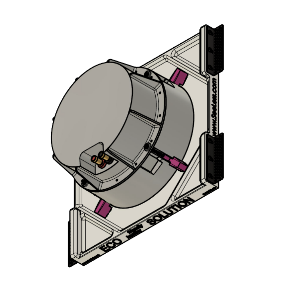 Back prototype view of SL-SICS6S-062 mount showing bracket system for Theory IC6 speaker flush integration